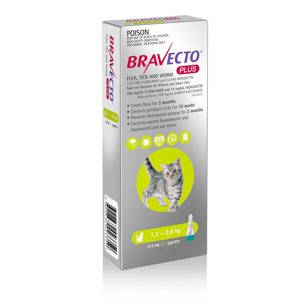 Bravecto Gato Plus 112,5 mg (1,2-2,8 Kg)