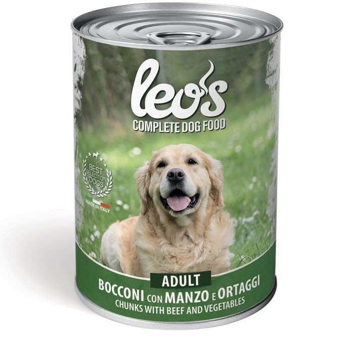 Leo's Bocconi lata perro adulto ternera y verduras 415g