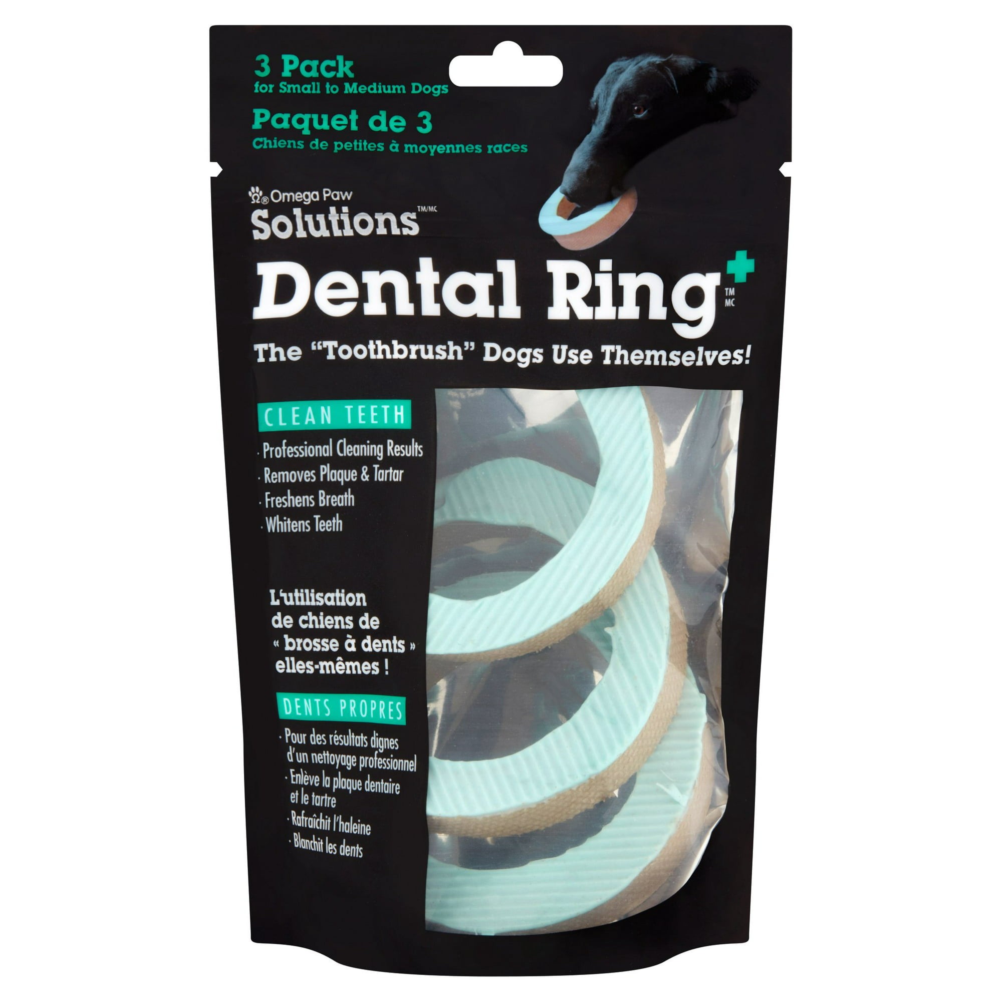Omega Paw Solutions Dental Ring Oral Care Dog Chew, Small, 3unds