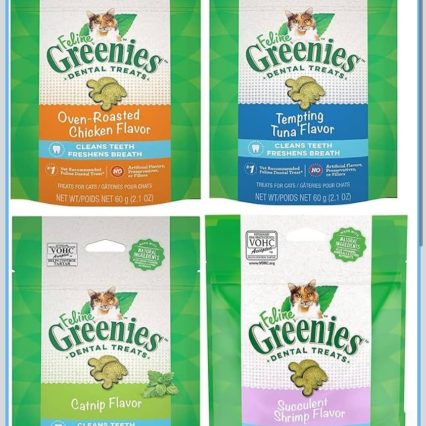 Greenies Paquete de 4 golosinas dentales felinas para gatos, paquete variado de 4 sabores