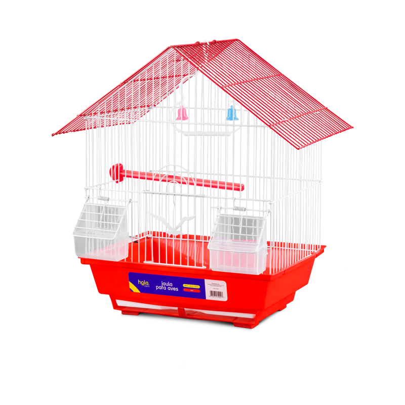 Jaula para aves con techo triangular