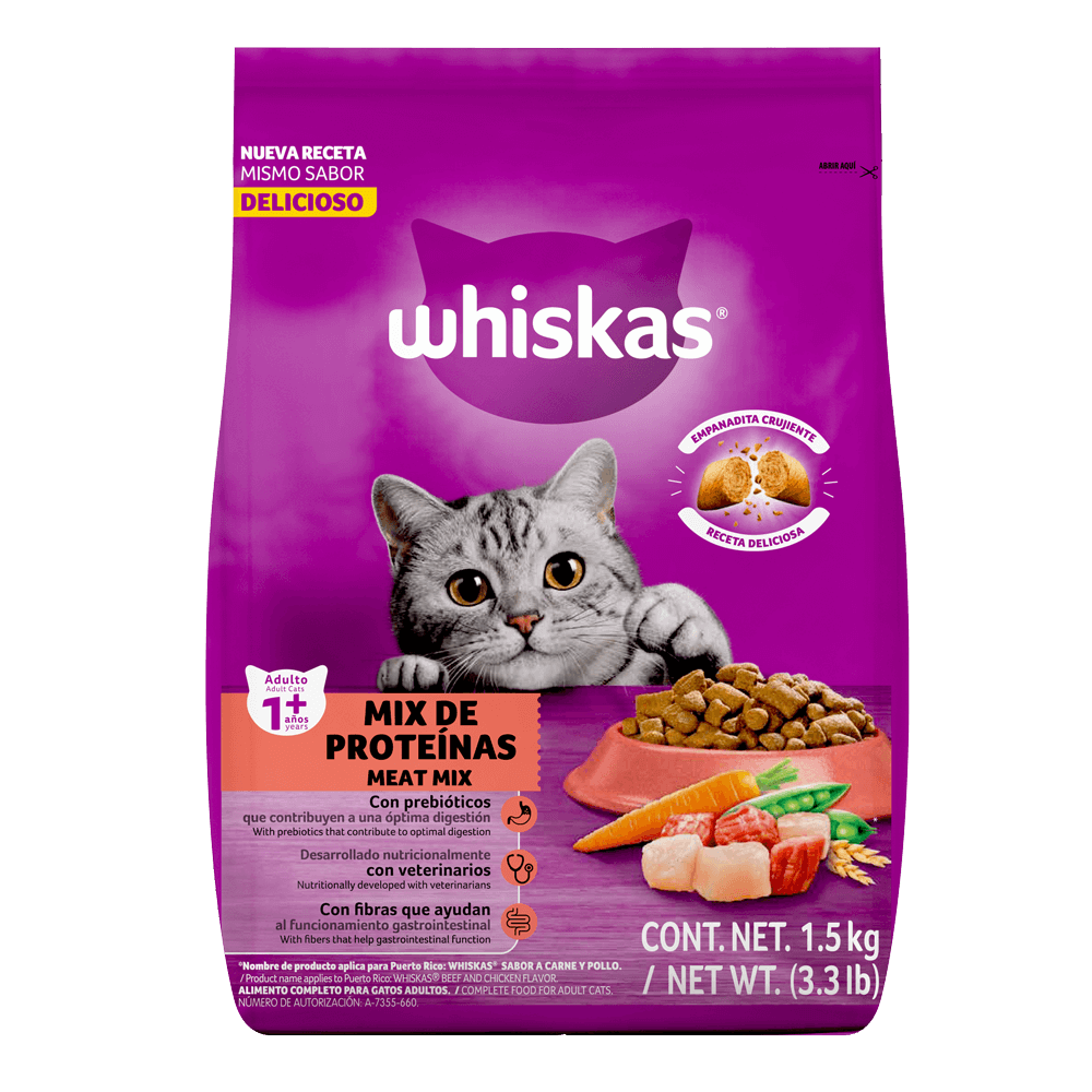 Whiskas Alimento Seco para Gatos Mix de proteínas